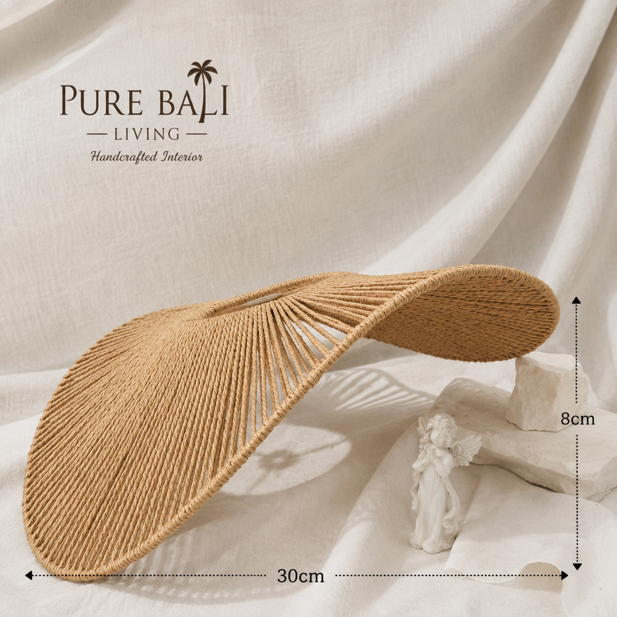 Bali Hanglamp Rotan – Handgemaakte Lampenkap Naturel 30 cm