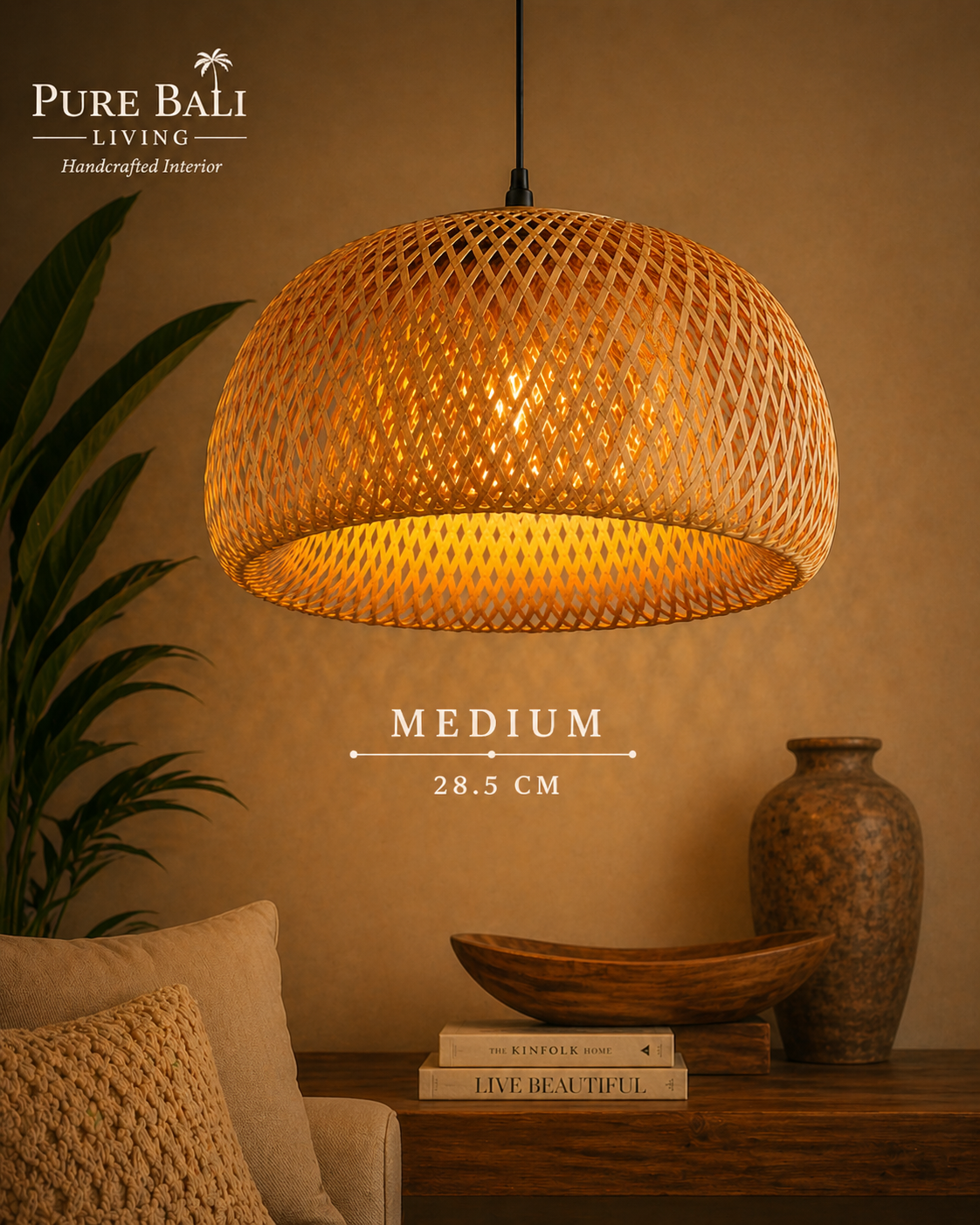 Handgemaakte Bali Rotan Hanglamp – Luxe Boho Sfeerverlichting