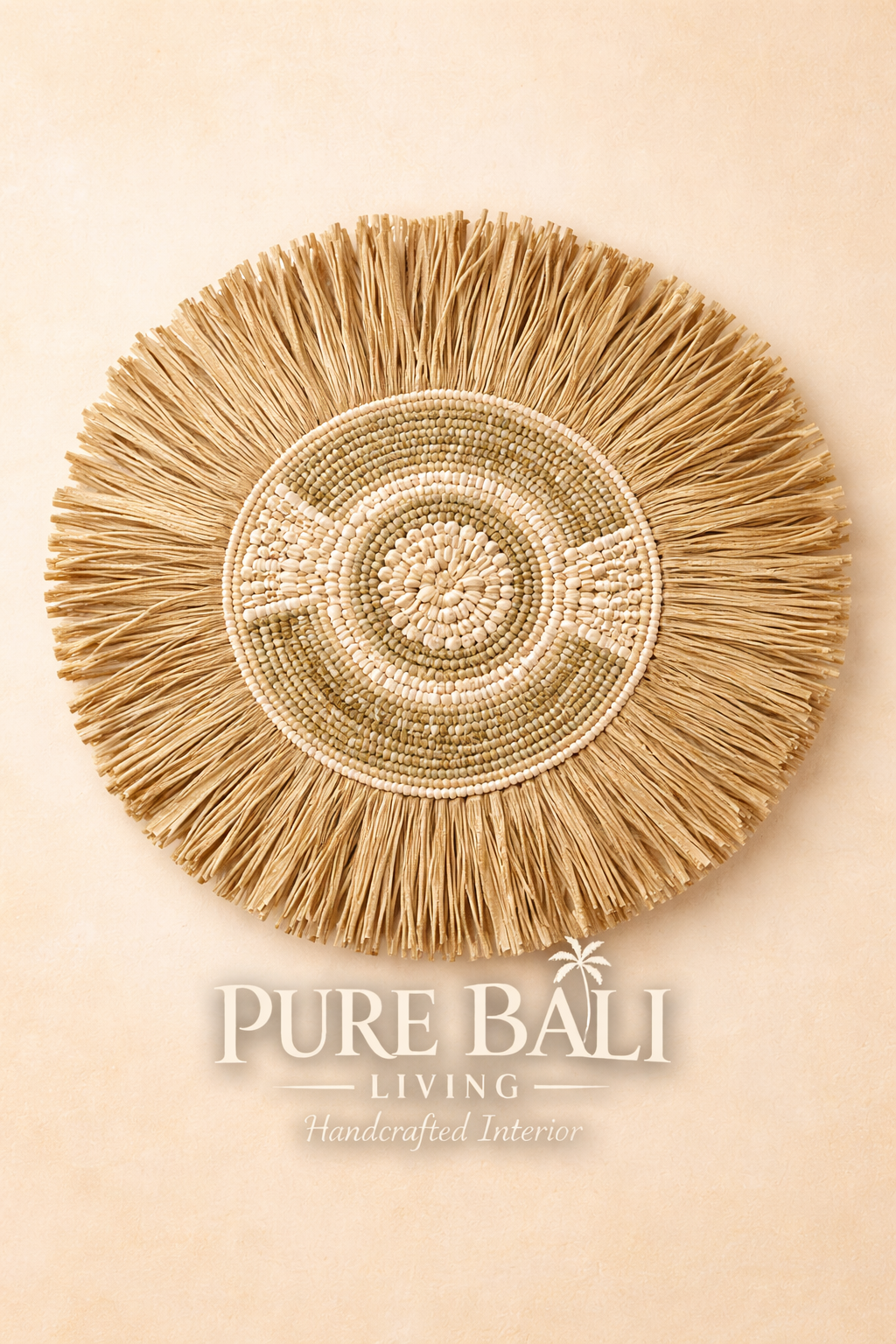 Bali wandbord beige rotan rond boho wanddecoratie