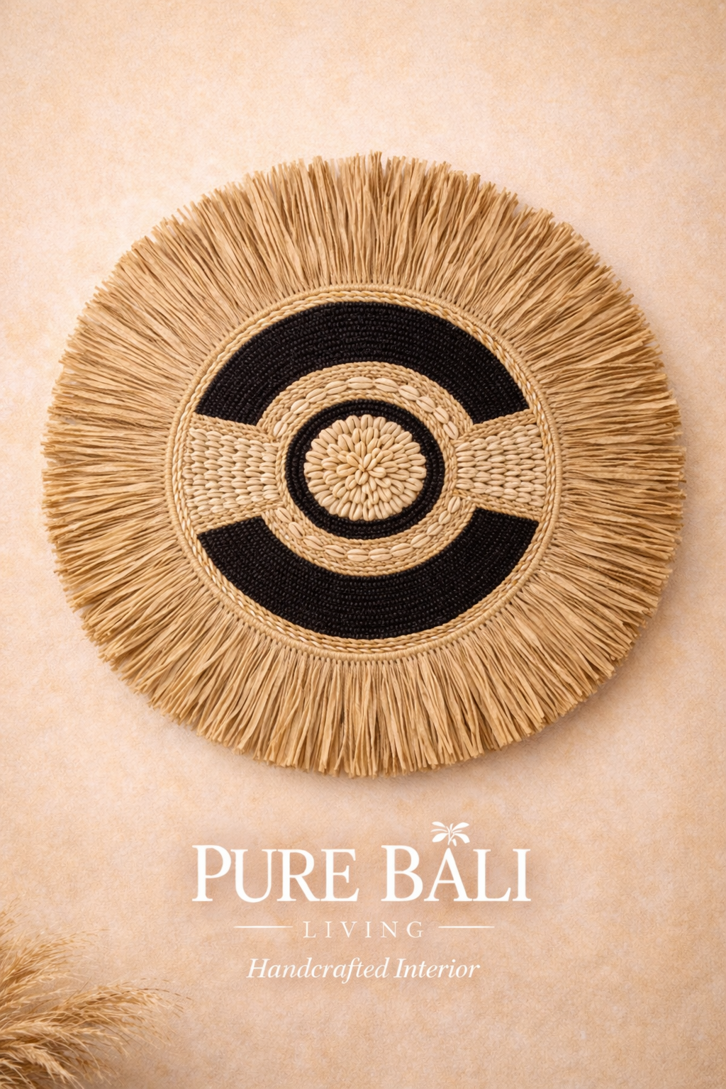 Bali wandbord zwart rotan boho wanddecoratie