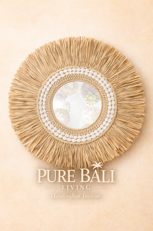 Handgemaakt Bali Wandbord met Spiegel – Boho Wanddecoratie