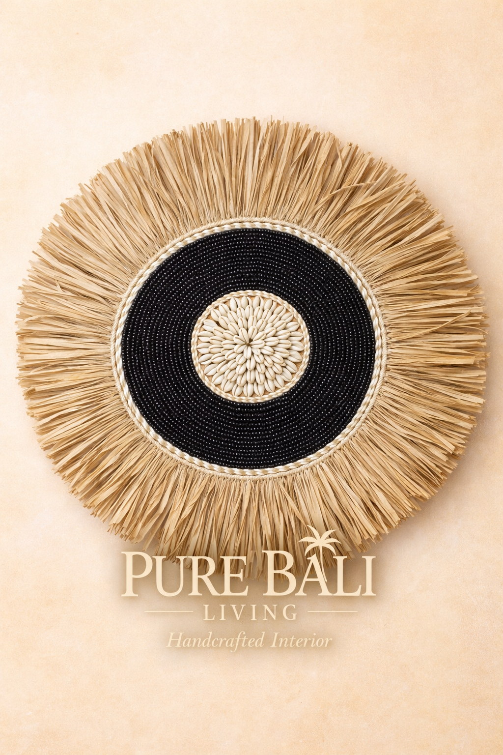 Bali wandbord zwart rotan rond boho wanddecoratie