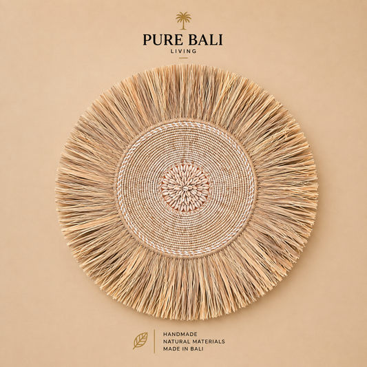 Bali Wandbord Beige/Naturel Ø45 cm – Handgemaakt Rotan Wandbord | Boho Wanddecoratie
