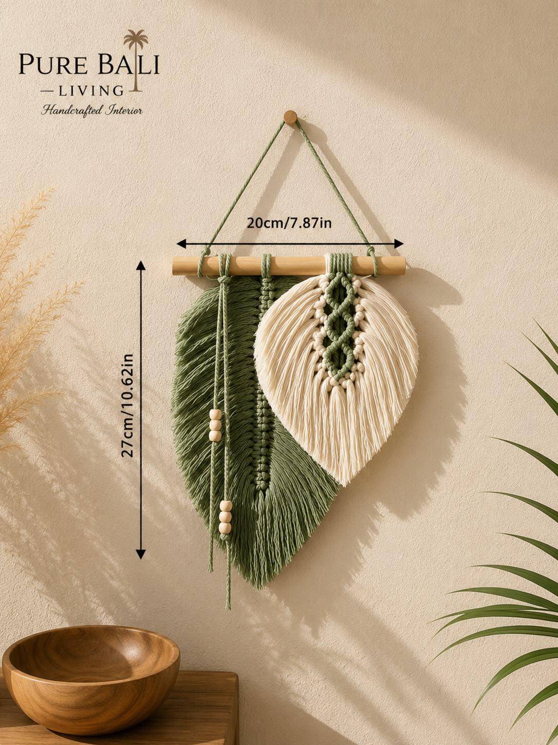 Bali Wanddecoratie Bladeren – Handgemaakt Macramé Design