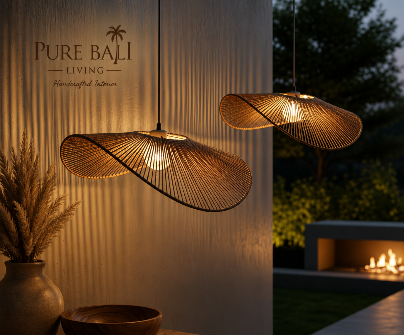 Bali Hanglamp Rotan – Handgemaakte Lampenkap Naturel 30 cm
