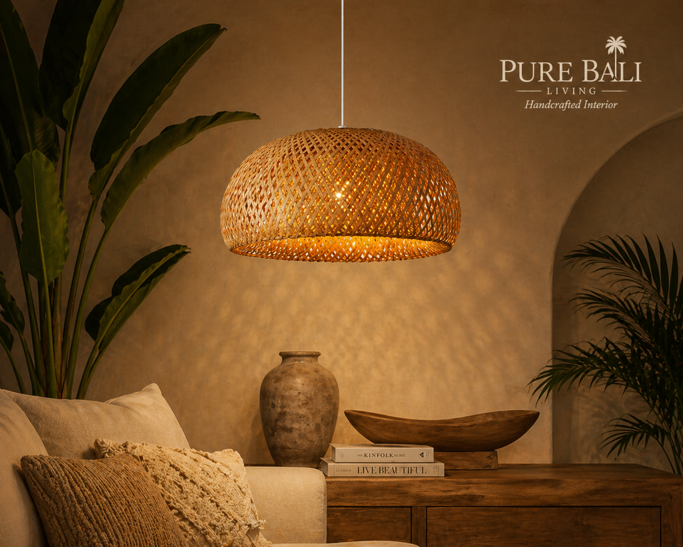 Handgemaakte Bali Rotan Hanglamp – Luxe Boho Sfeerverlichting