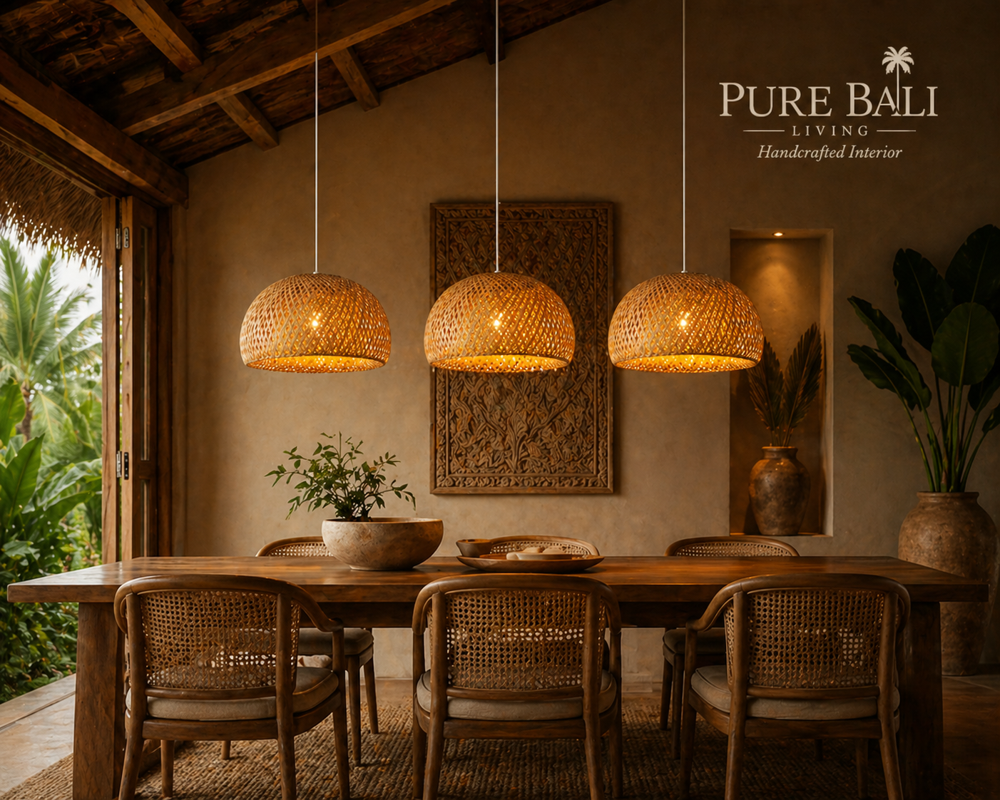 Handgemaakte Bali Rotan Hanglamp – Luxe Boho Sfeerverlichting