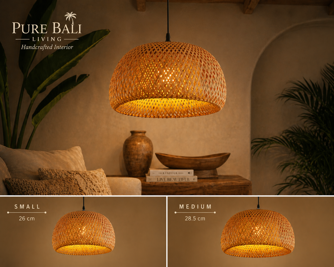 Handgemaakte Bali Rotan Hanglamp – Luxe Boho Sfeerverlichting