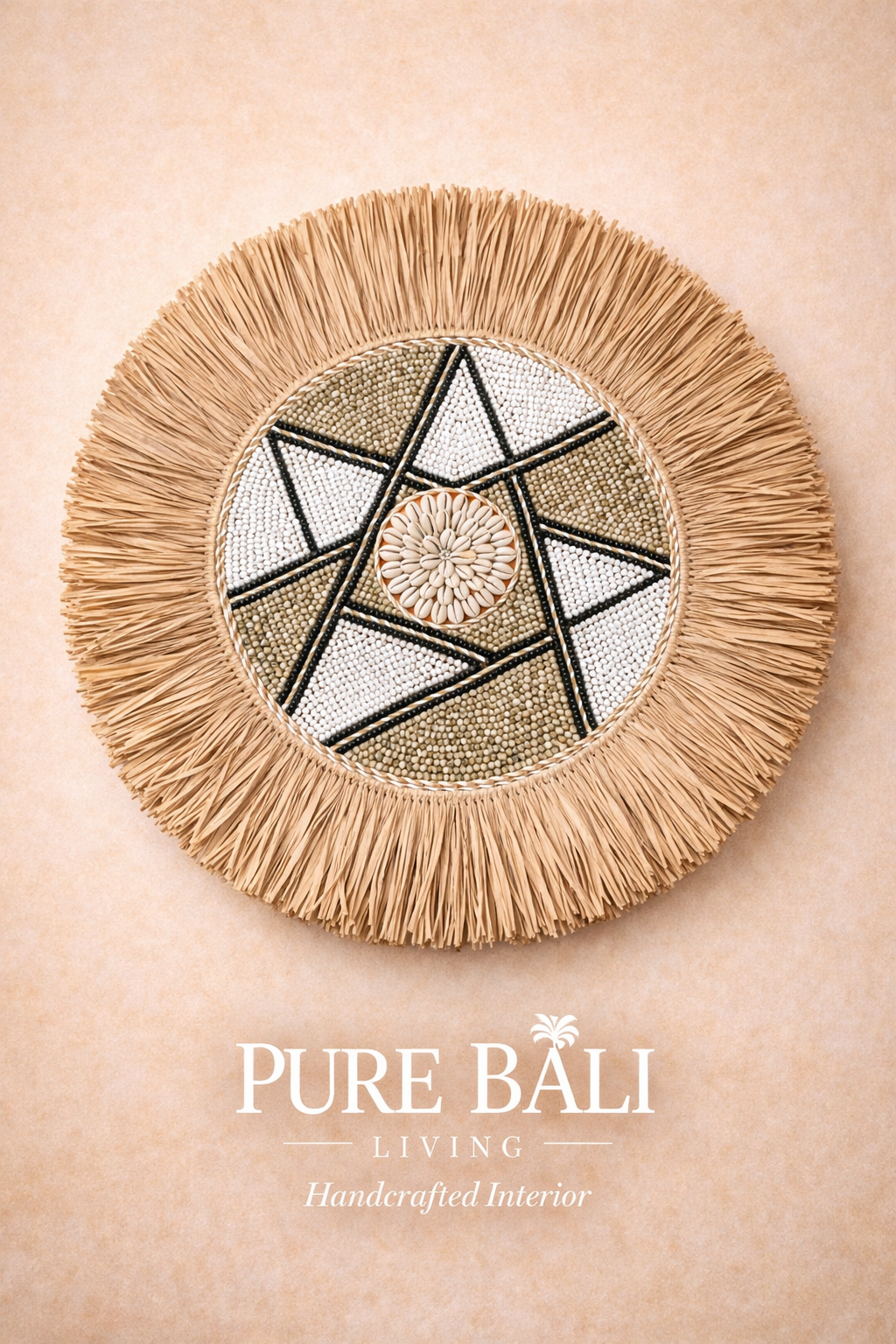 Bali wandbord zwart wit rotan boho stijl