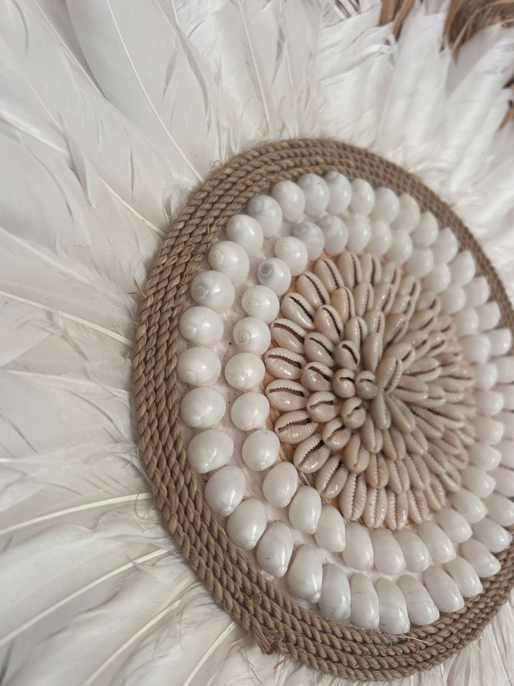 detail Bali wandbord wit rotan handgemaakt structuur boho stijl