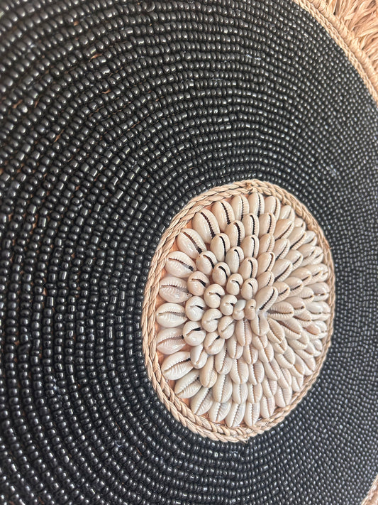 Handgemaakt Bali Wandbord, zwart – Boho Wanddecoratie