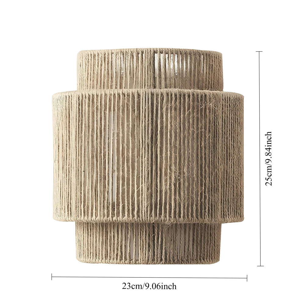 Boho Rattan Wall Light Woven Hemp Rope Wall Sconces Light Fixture Farmhouse Rustic Wall Lamps for Living Room Bedroom Stairway